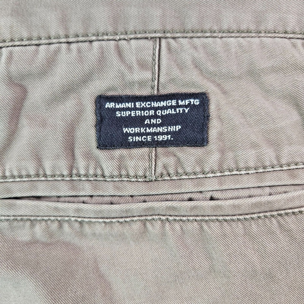 Armani Exchange Chino Pants Men 32 x 32 Relaxed Straight Cotton Greenish‎ Brown - Picture 10 of 14